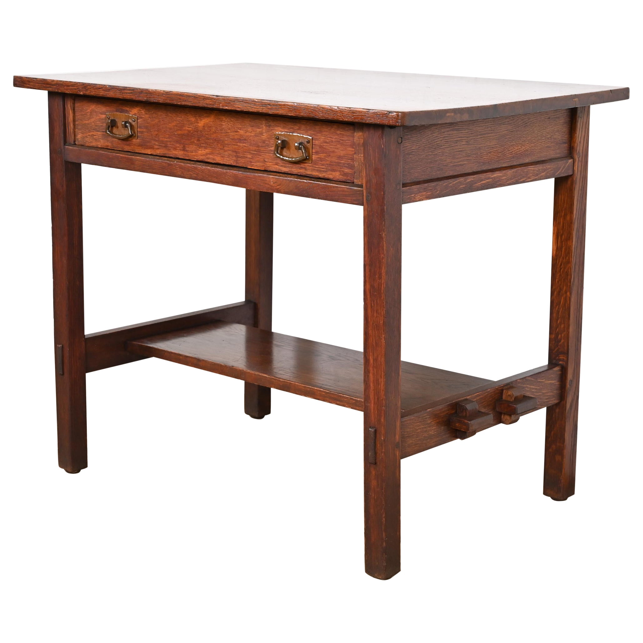 I.L.A. e G.G. Stickley Mission Oak Arts & Crafts - Tavolo da scrittura o da biblioteca in vendita