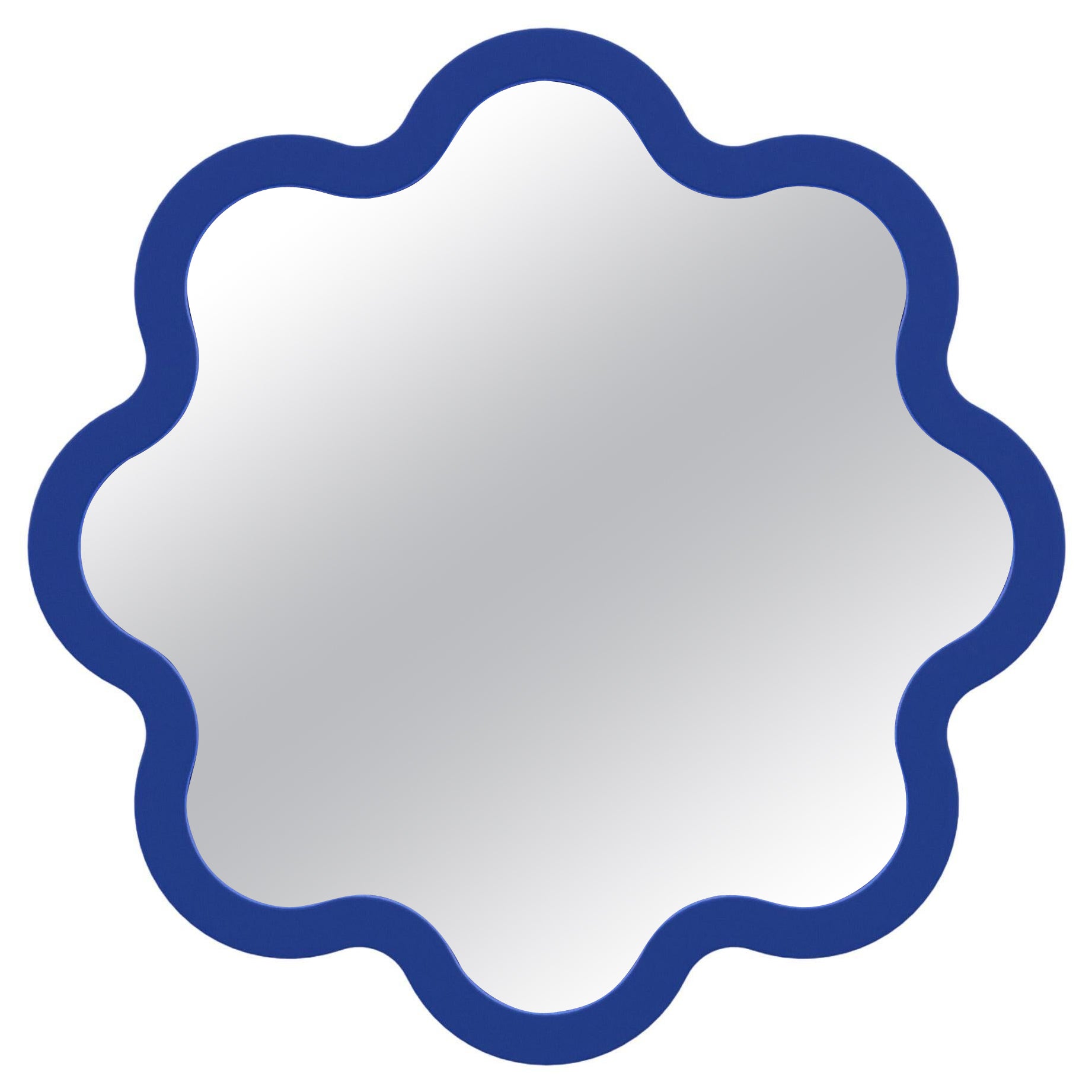 Specchio da parete contemporaneo 'Hvyli Round 60' di Oitoproducts, cornice blu