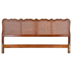 Davis Cabinet Co. French Provincial Louis XV Cherry and Cane King Size Headboard