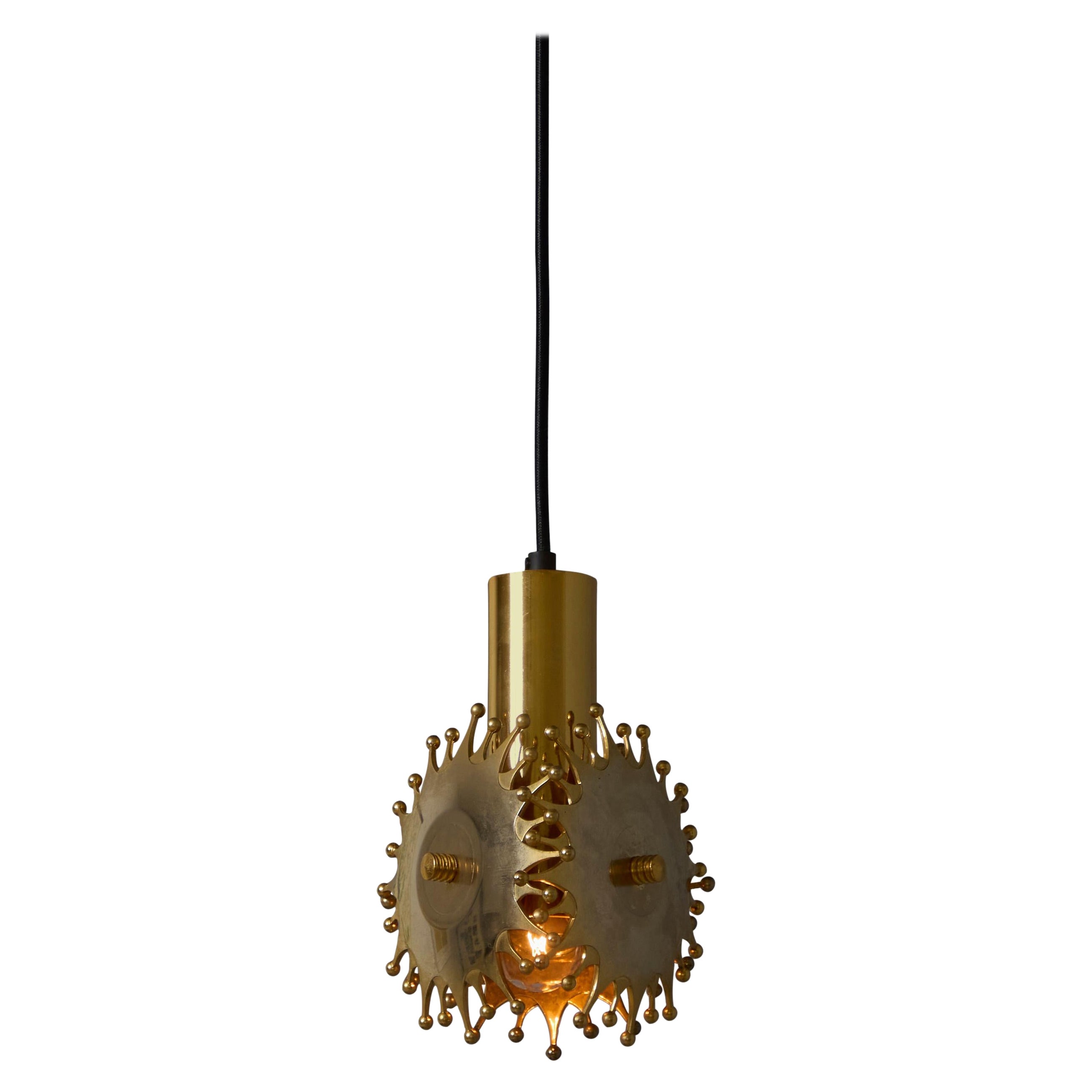1960s Sculptural Brass Pendant Lamp by Armatur Hantverk Tibro, Sweden im Angebot