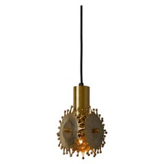 1960s Sculptural Brass Pendant Lamp by Armatur Hantverk Tibro, Sweden