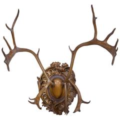 Arctic Caribou on Rococo Carved Wood Plaque