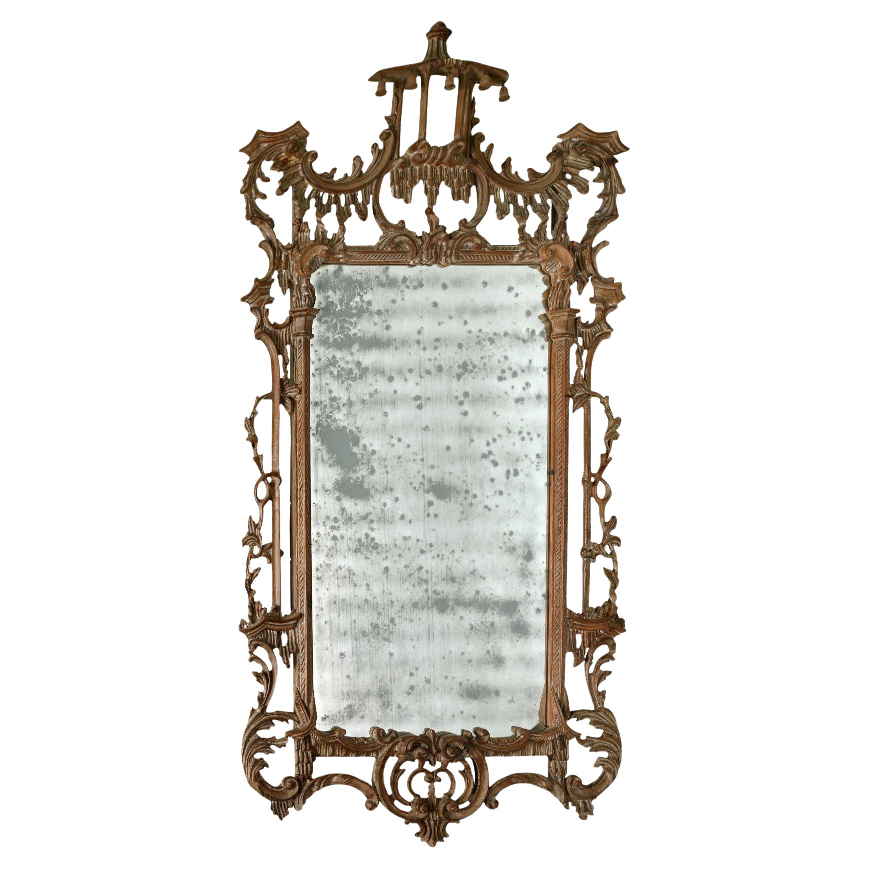 Espejo de Pino Estilo Jorge II Cresta Pagoda en venta
