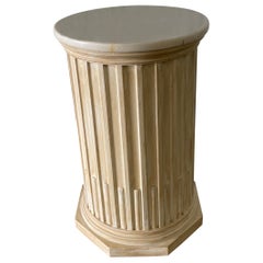 Vintage Fluted Marble Top Italian Pedestal / Side Table