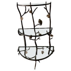 Etagere Demi Lune a tre piani in ferro nello stile di Giacometti