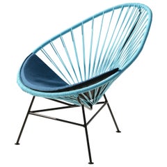 Light Blue Acapulco Mini Chair With Petroleum Blue Cushion by OK Design