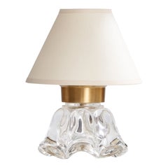 Swedish Designer, Table Lamp, Glass, Brass, Sweden, 1960s