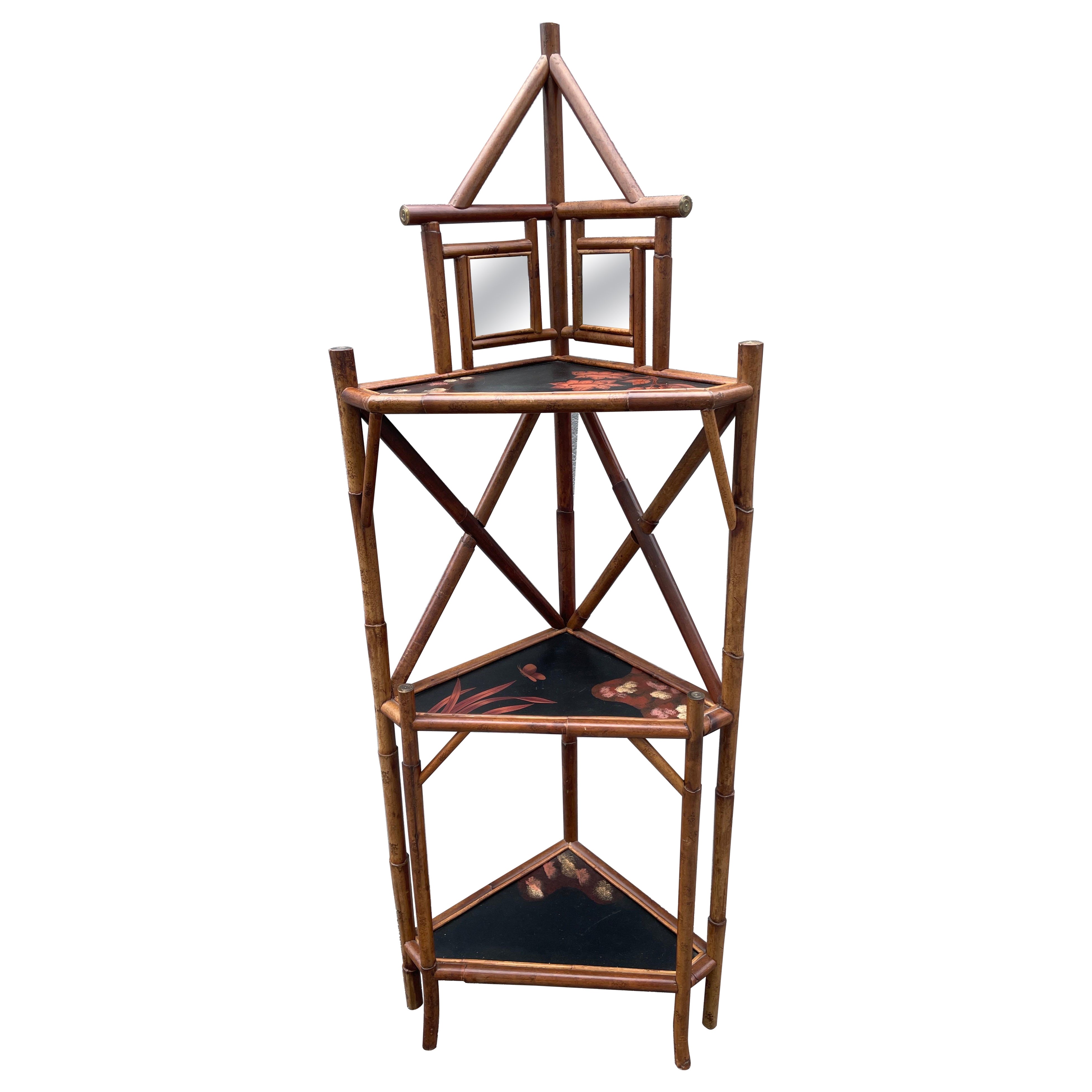 Vintage Chinoiserie Pagode Stil Ecke Regal