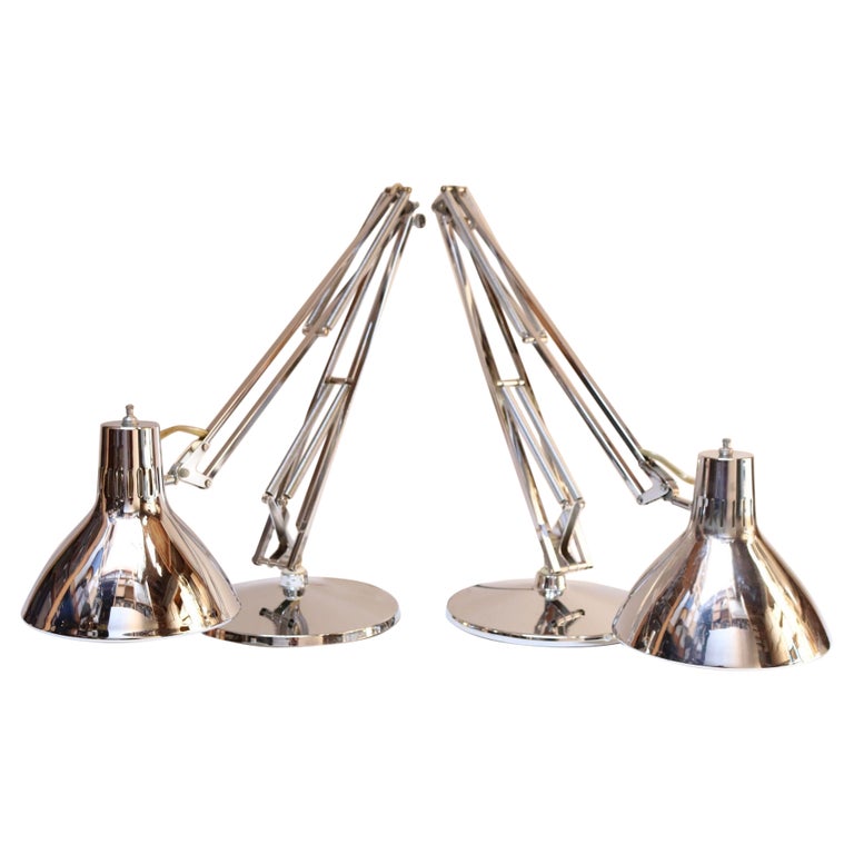 Pair of Vintage Articulating Chrome Desk/Task Lamps by Jac Pair of Vintage Articulating Chrome Desk/Task Lamps by Jac