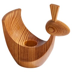 Schwedischer Designer, Kerzenständer, Kiefernholz, Schweden, 1970er Jahre