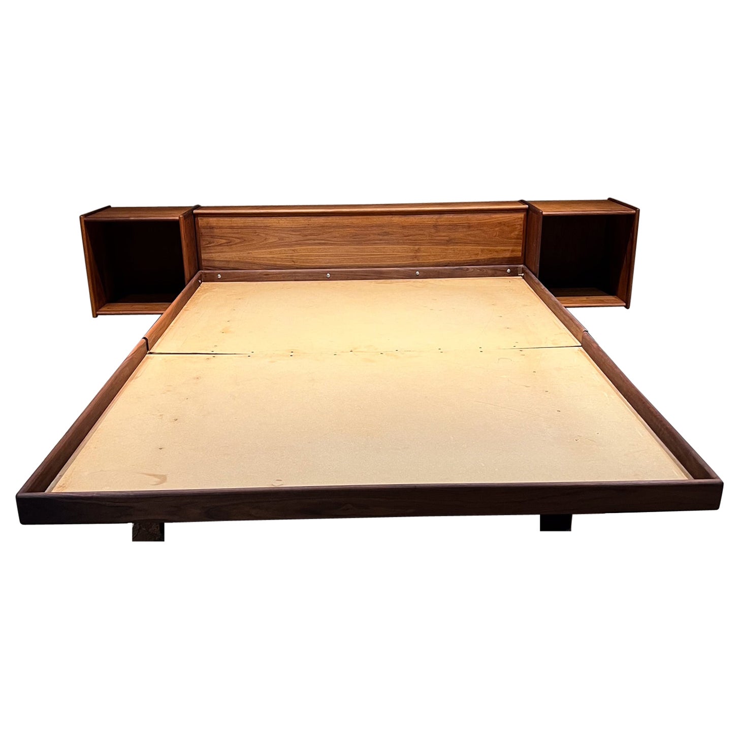 1970s Danish Modern Queen Floating Platform Bed Set
