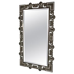 Wonderful Cast Metal Art Deco Beveled Glass Wall Mirror / Italy