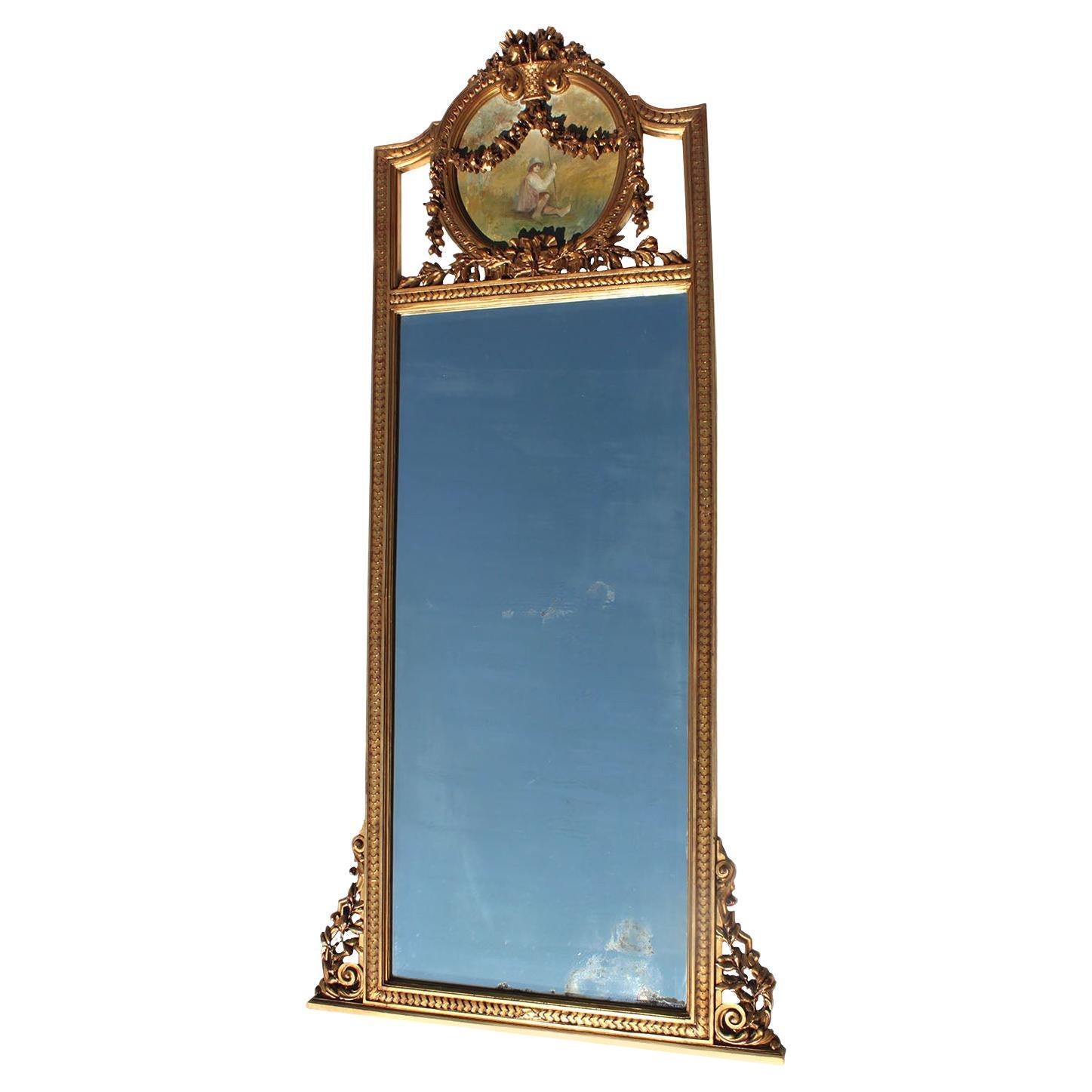 A French Belle Époque Louis XV Style Gilt-Wood Carved Trumeau Mirror Frame