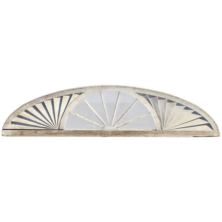 19th Century Wooden Painted Demilune Architectural Fanlight or Transom ...