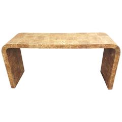 Unusual Hand-Stenciled Bark Console Table 2
