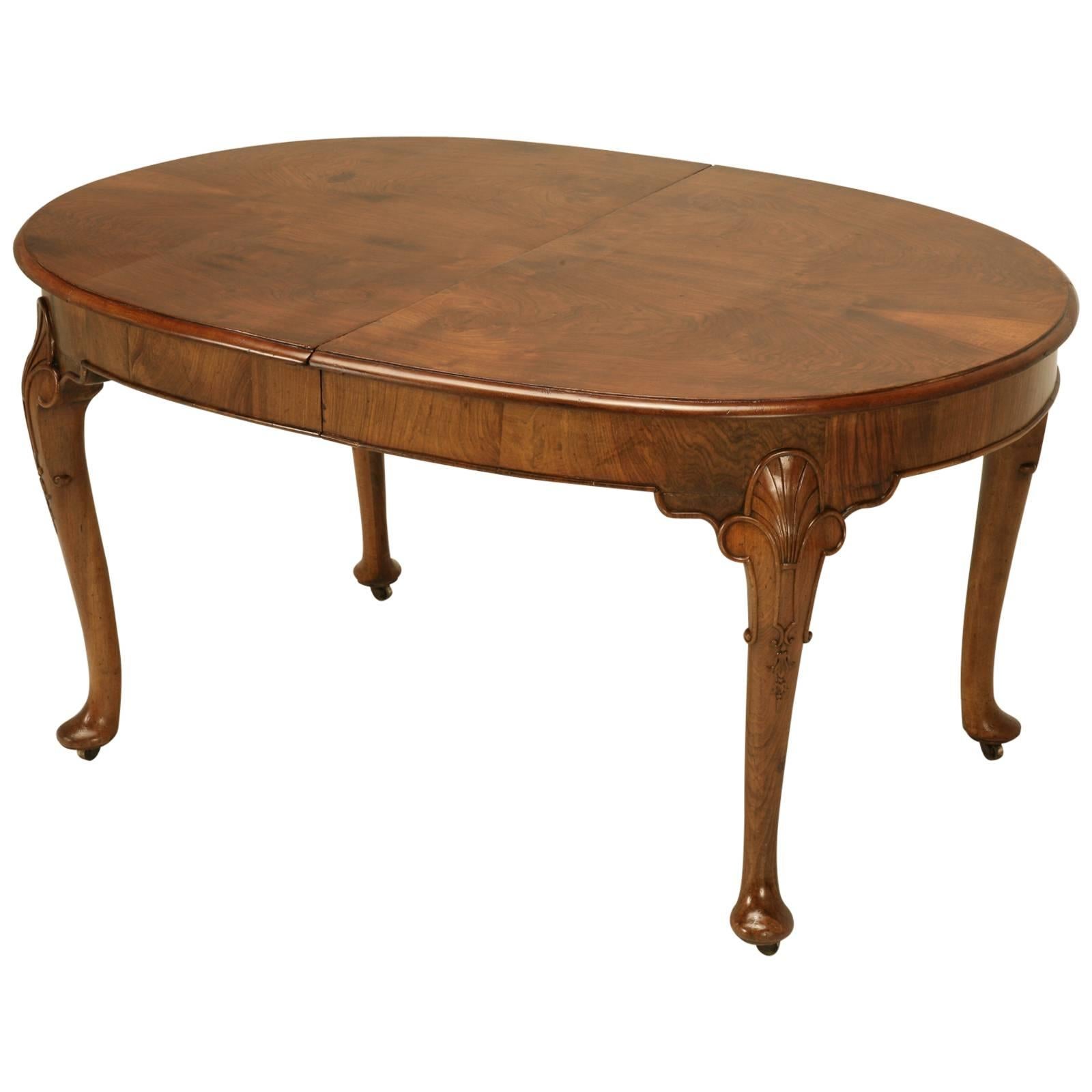 English Chippendale Dining Table in Burl Walnut
