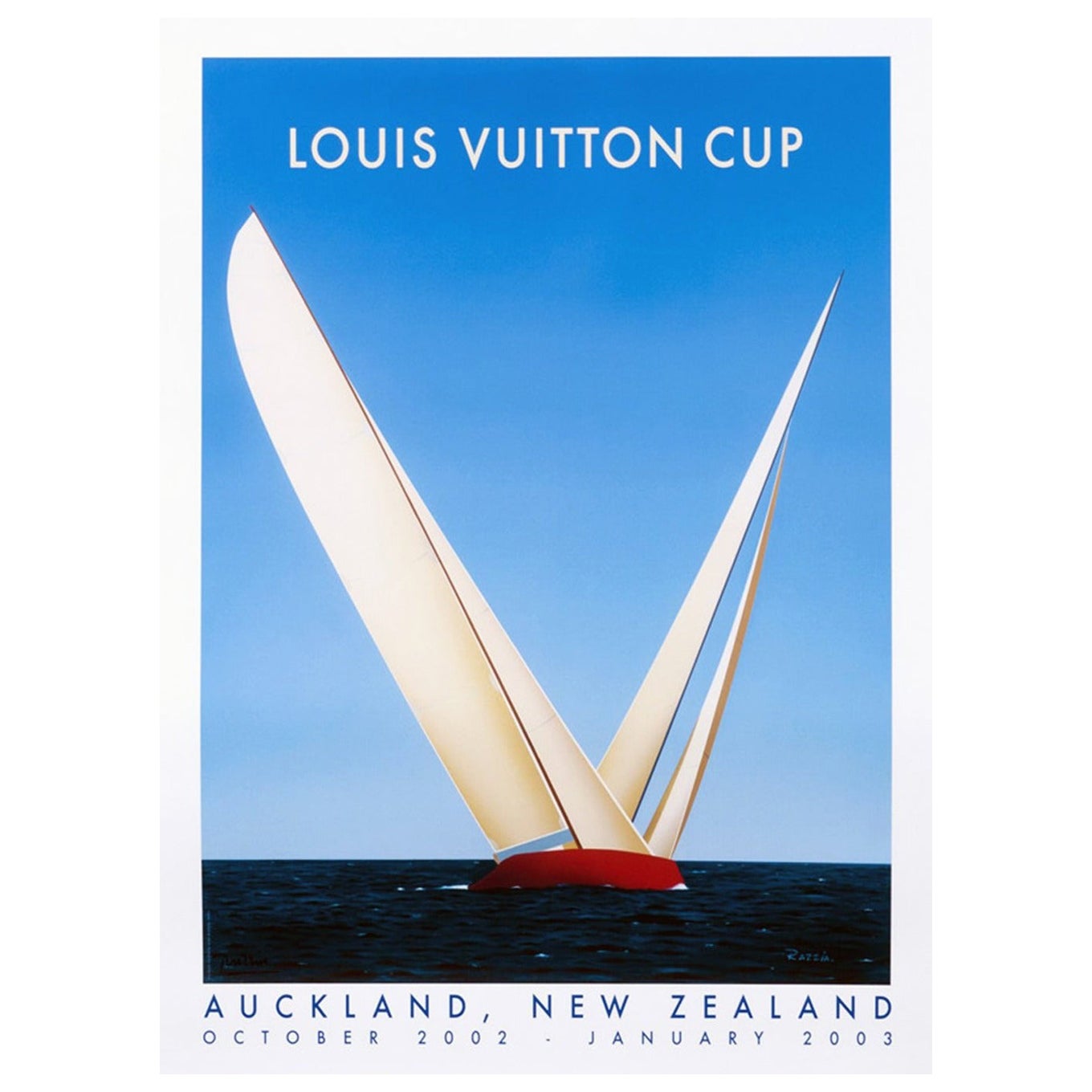 Louis Vuitton Cup 2002 Auckland - Poster originale d'epoca Razzia in vendita