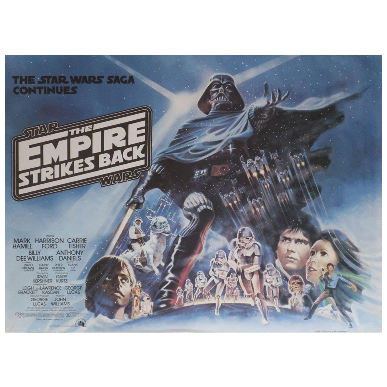 1980 Star Wars L'Impero colpisce ancora UK Quad Poster originale d'epoca