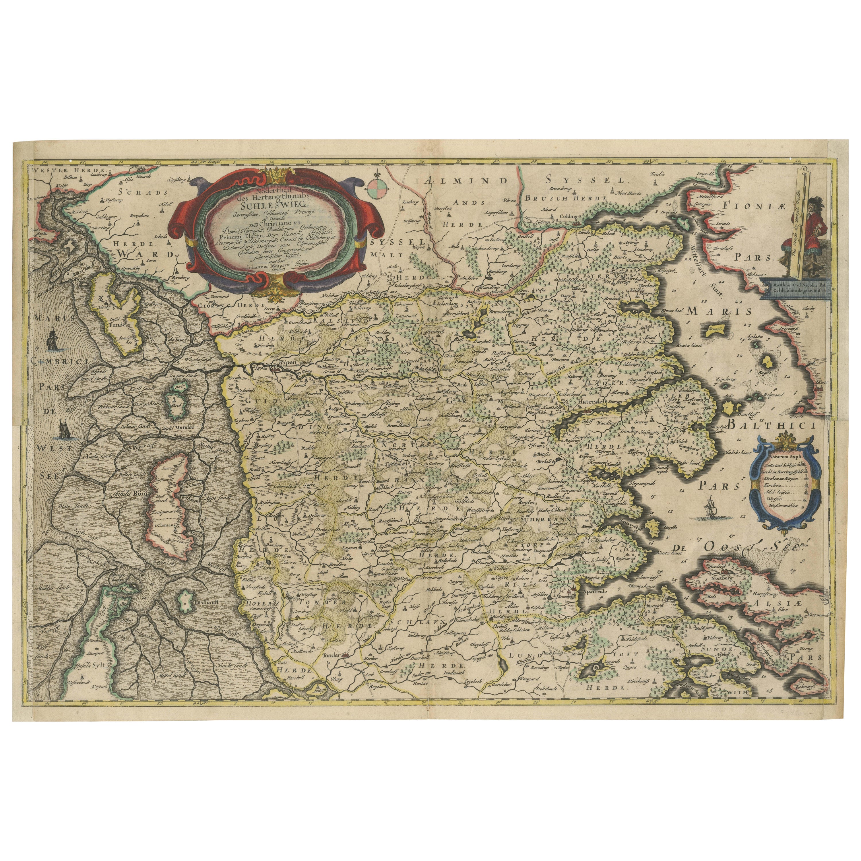 Northern Schleswig and Haderslev Map by Johannes Mejer and Johannes Blaeu, 1662
