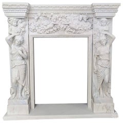 Cheminée figurative en marbre sculpté - Design classique du 20e siècle
