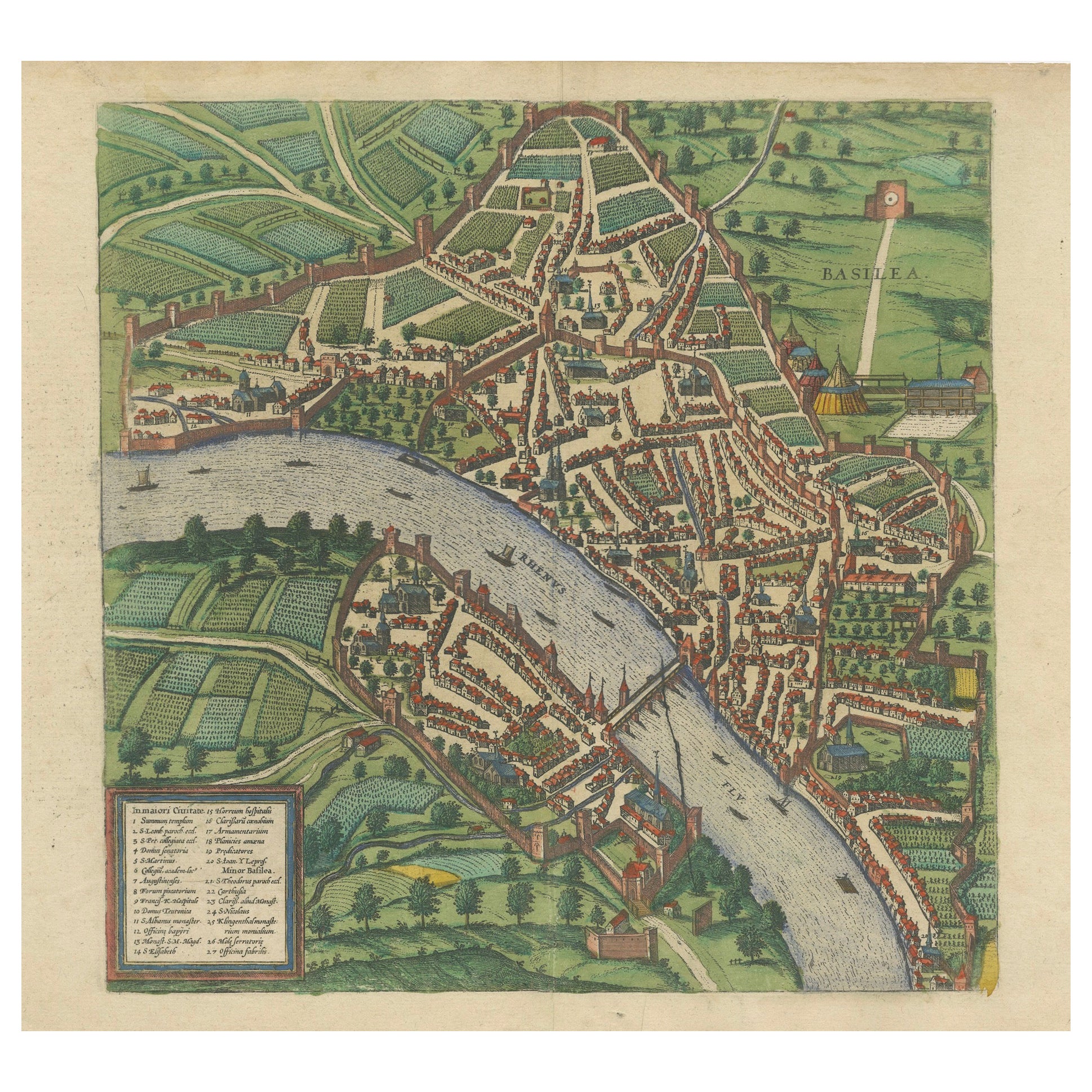 Bird’s-Eye View of Basel from Braun & Hogenberg’s Civitates Orbis Terrarum, 1575