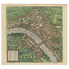 Vue à vol d'oiseau de Bâle dans le Civitates Orbis Terrarum de Braun et Hogenberg, 1575