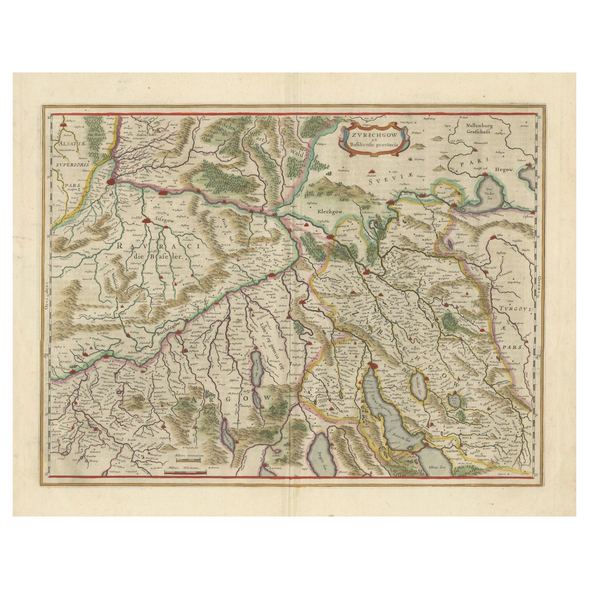 Map of Northwestern Switzerland (Basel und Zürich Region) von Willem & Jan Blaeu
