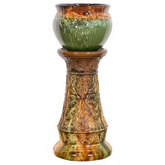 Vintage Roseville Pottery Glazed Ceramic Jardiniere With Pedestal Stand, Circa 1940s