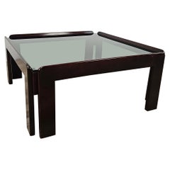 Tavolino vintage anni '60 di Afra e Tobia Scarpa per Cassina con vetro fumè