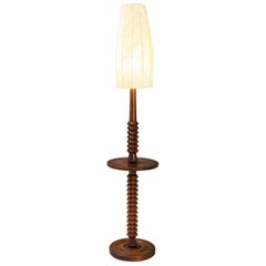 Brutalist Style Floor lamp in Saddle-brown Oak, France 1960s