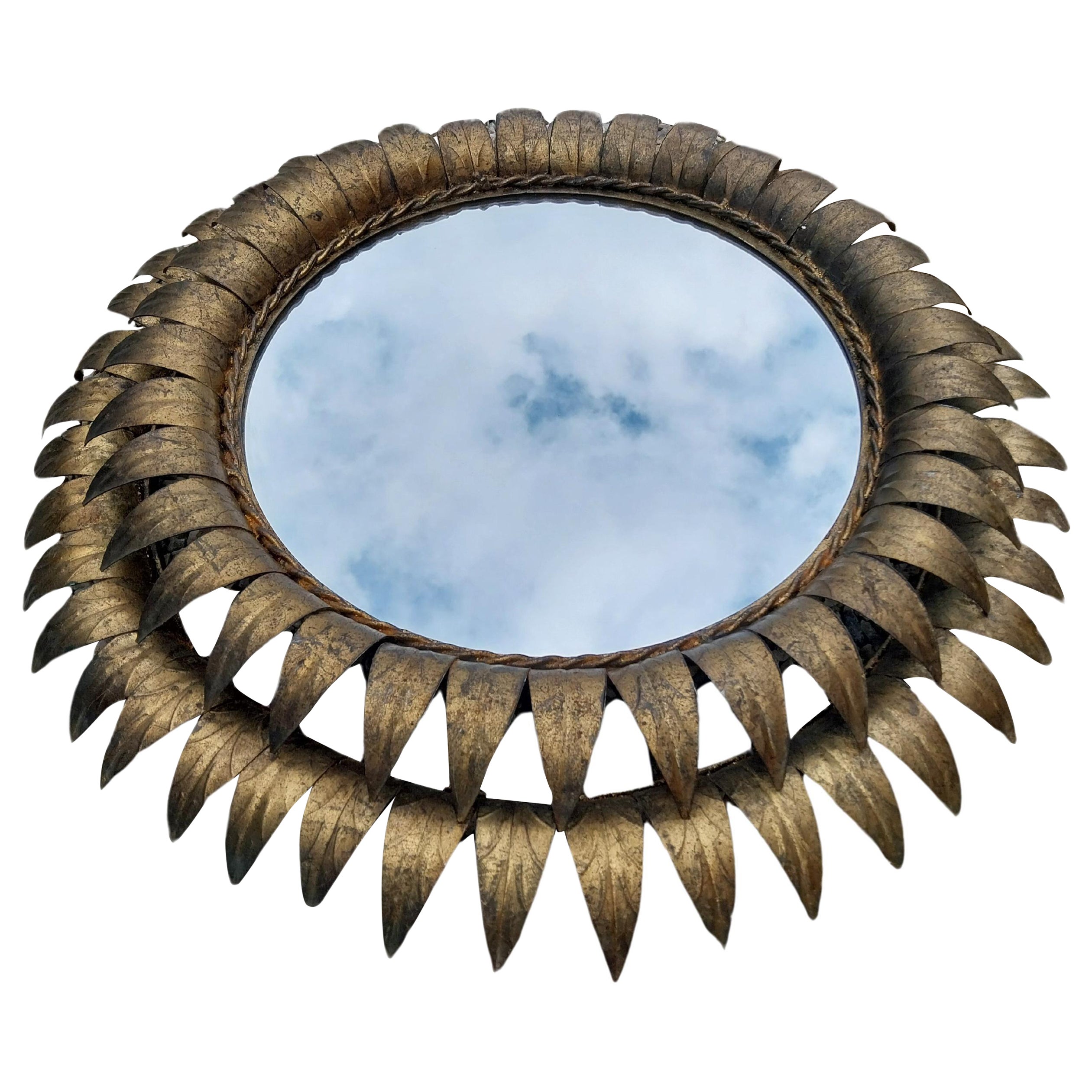 Meral sunburst mirror with wall-light