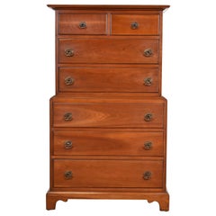 Stickley American Colonial Solid Cherry Wood Highboy Dresser, Circa 1950s