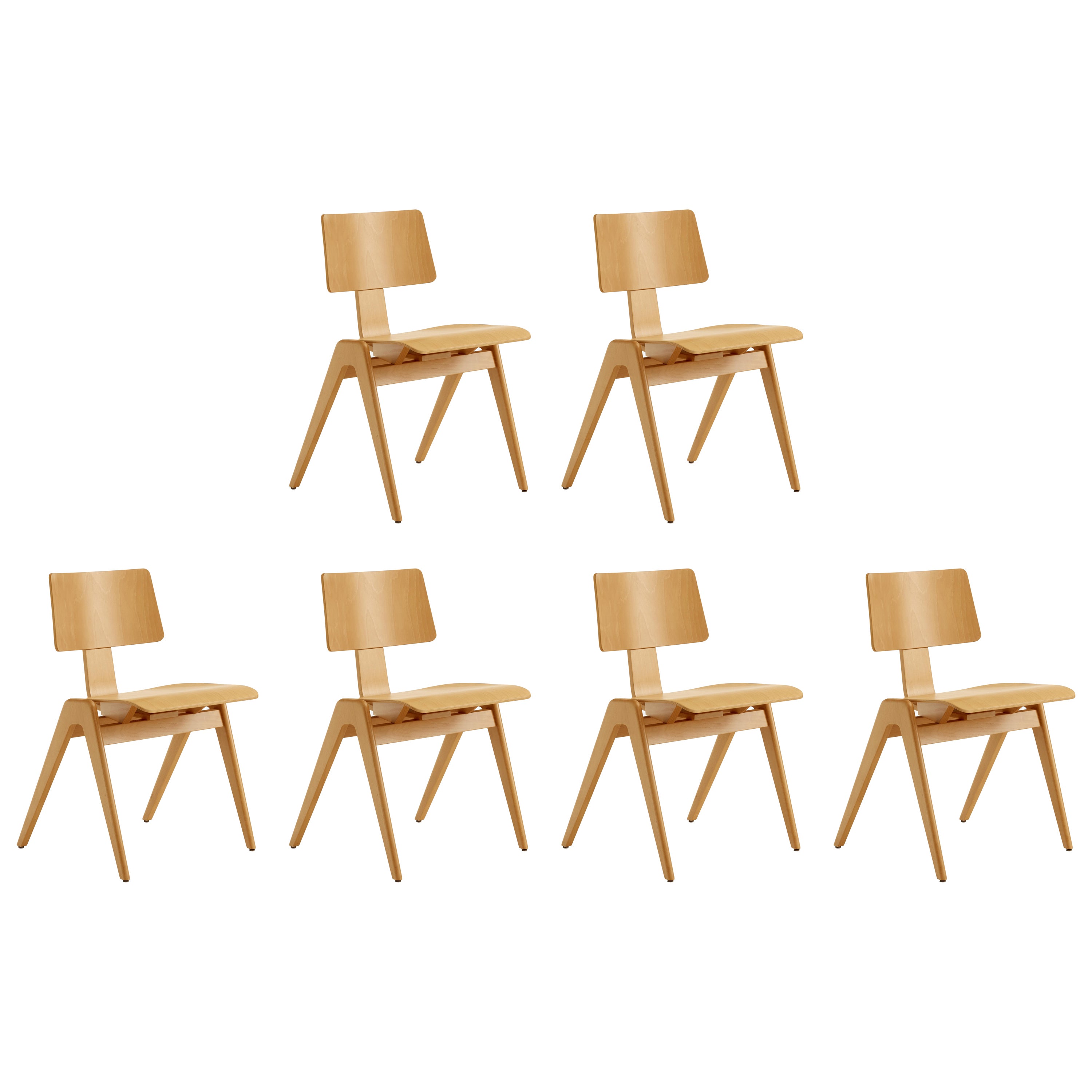 Set of 6 Daystak Side Chairs - Beech - by Robin Day for &Tradition