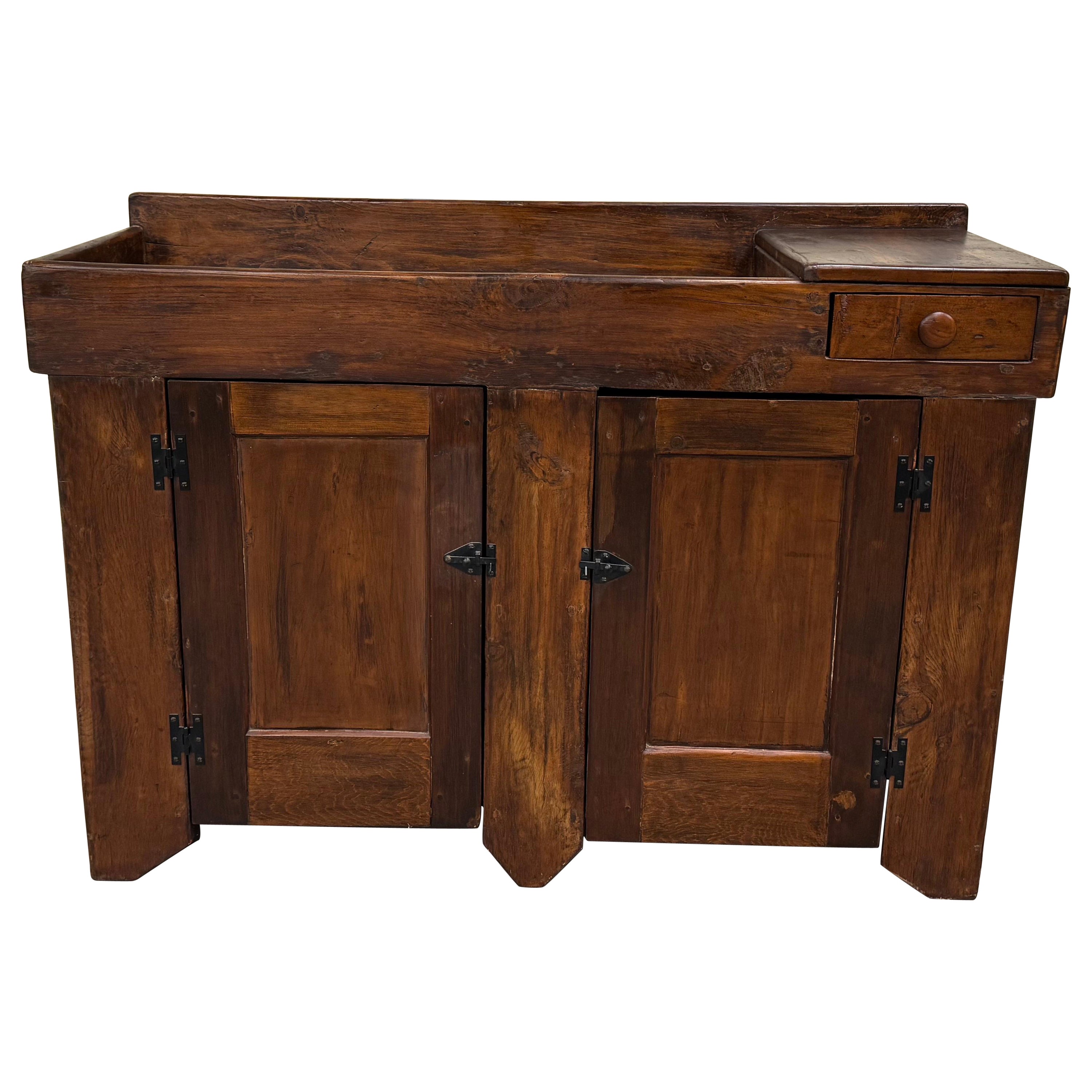 Antique Country Elongated Dry Sink With Random Board Back Circa  Early 1900's