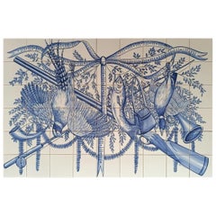 Kitchen Tile Backsplash - Hand Painted Portuguese Tiles "Fishing & Hunting"