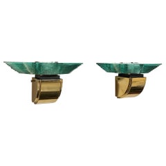 Scalini Wall Mount Lightolier Glass and Brass Wall Sconce