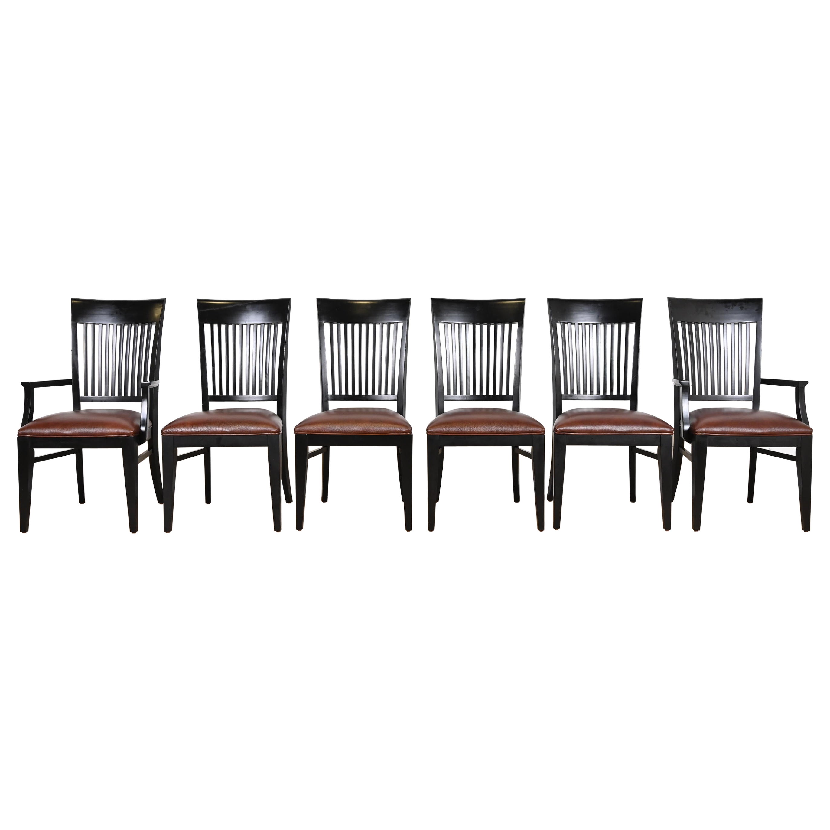 Arts & Crafts Shaker Ebonized Dining Chairs, Set of Six