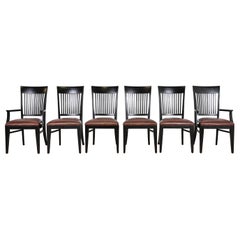Arts & Crafts Shaker Ebonized Dining Chairs, Set of Six