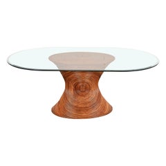 Gabriella Crespi Style Mid-Century Modern Pencil Reed Rattan Dining Table