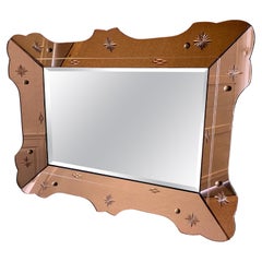 Large Art Deco Wall Mirror in Rose Gold, Italy 1920's