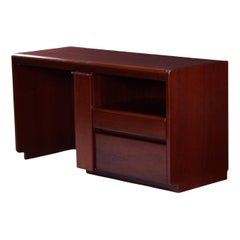 Vintage German Modern Rosewood Desk with Drawers and Shelf