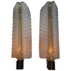 1940s Barovier e Toso Palm Leaf Sconces 2