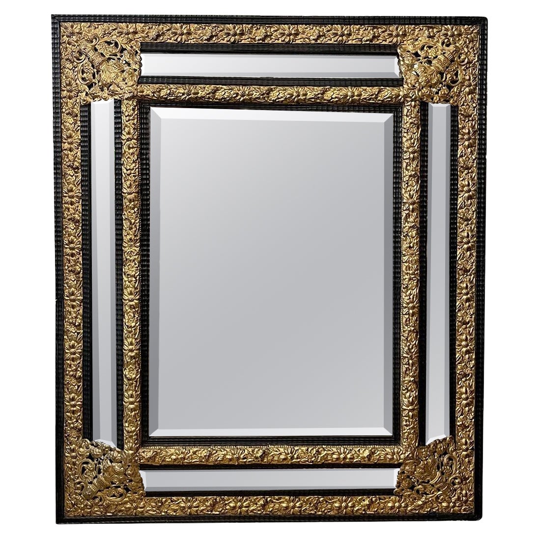 Large Antique Ebonized Dutch Mirror