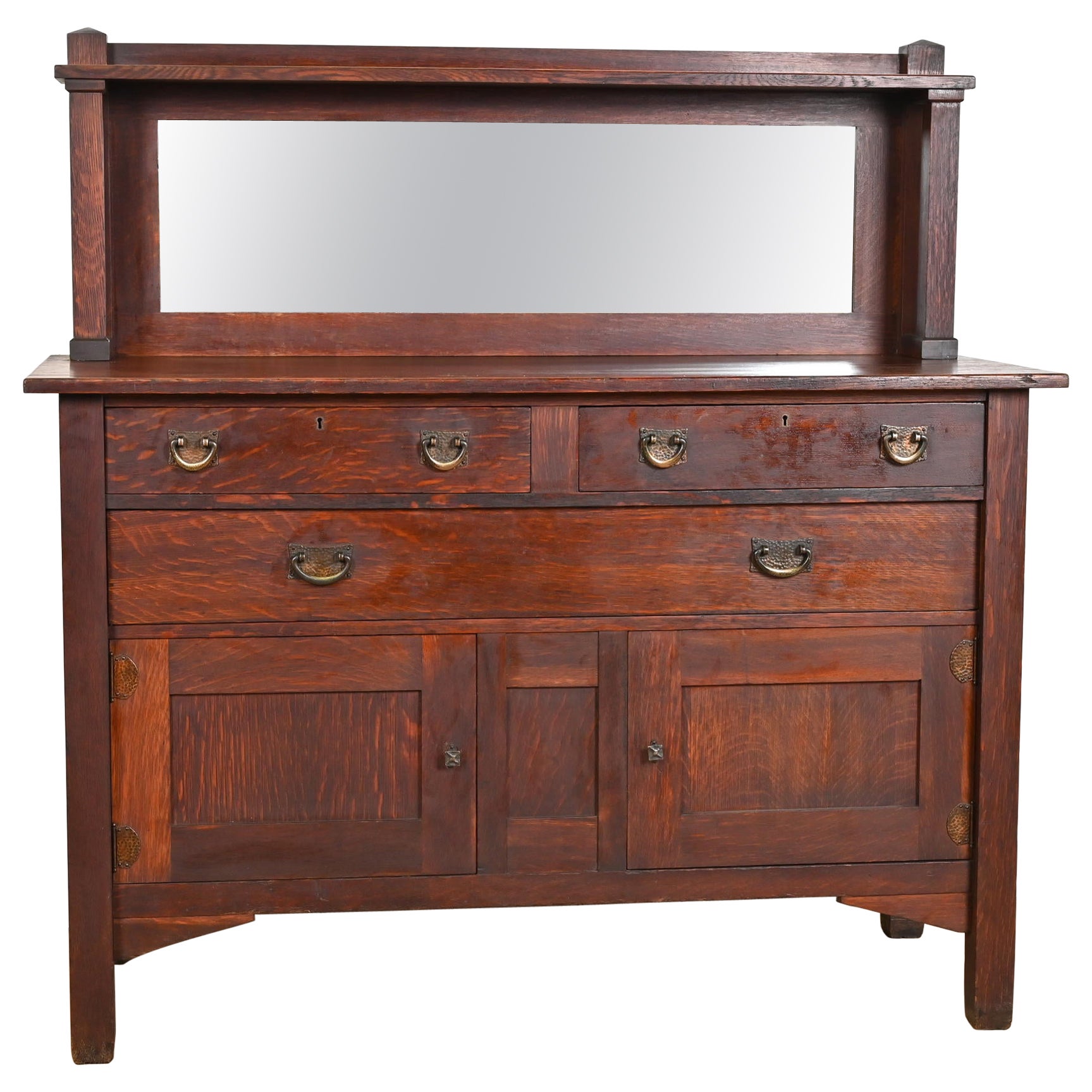 Stickley Brothers Mission Oak Arts & Crafts Sideboard or Bar Cabinet, Circa 1900