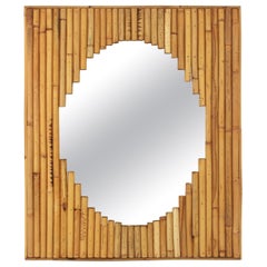 Specchio rettangolare Split Reed con cornice di vetro ovale