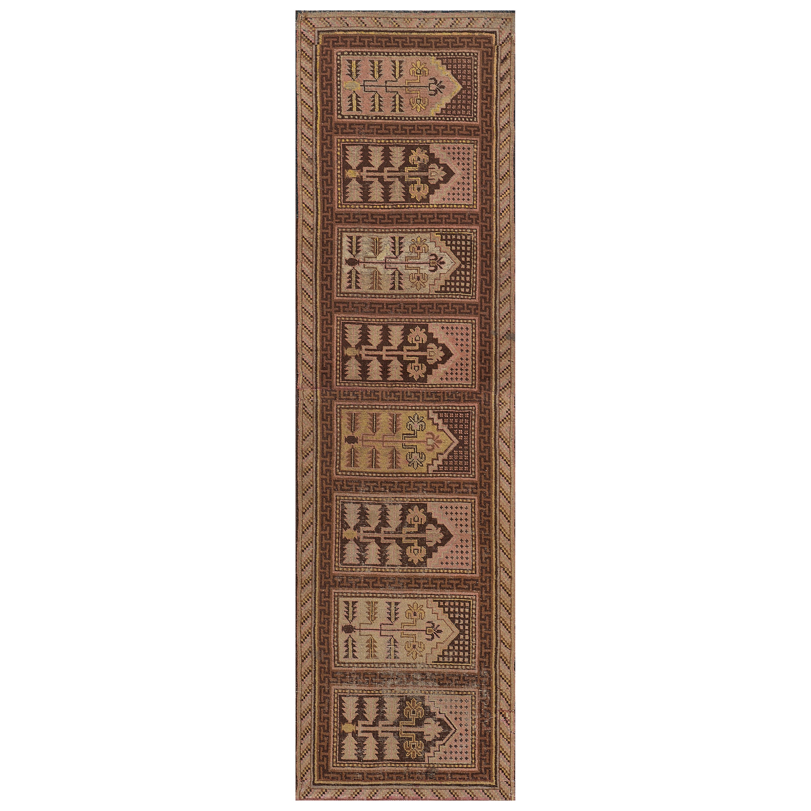 Traditional Antique Wool Hand-woven Khotan Runner