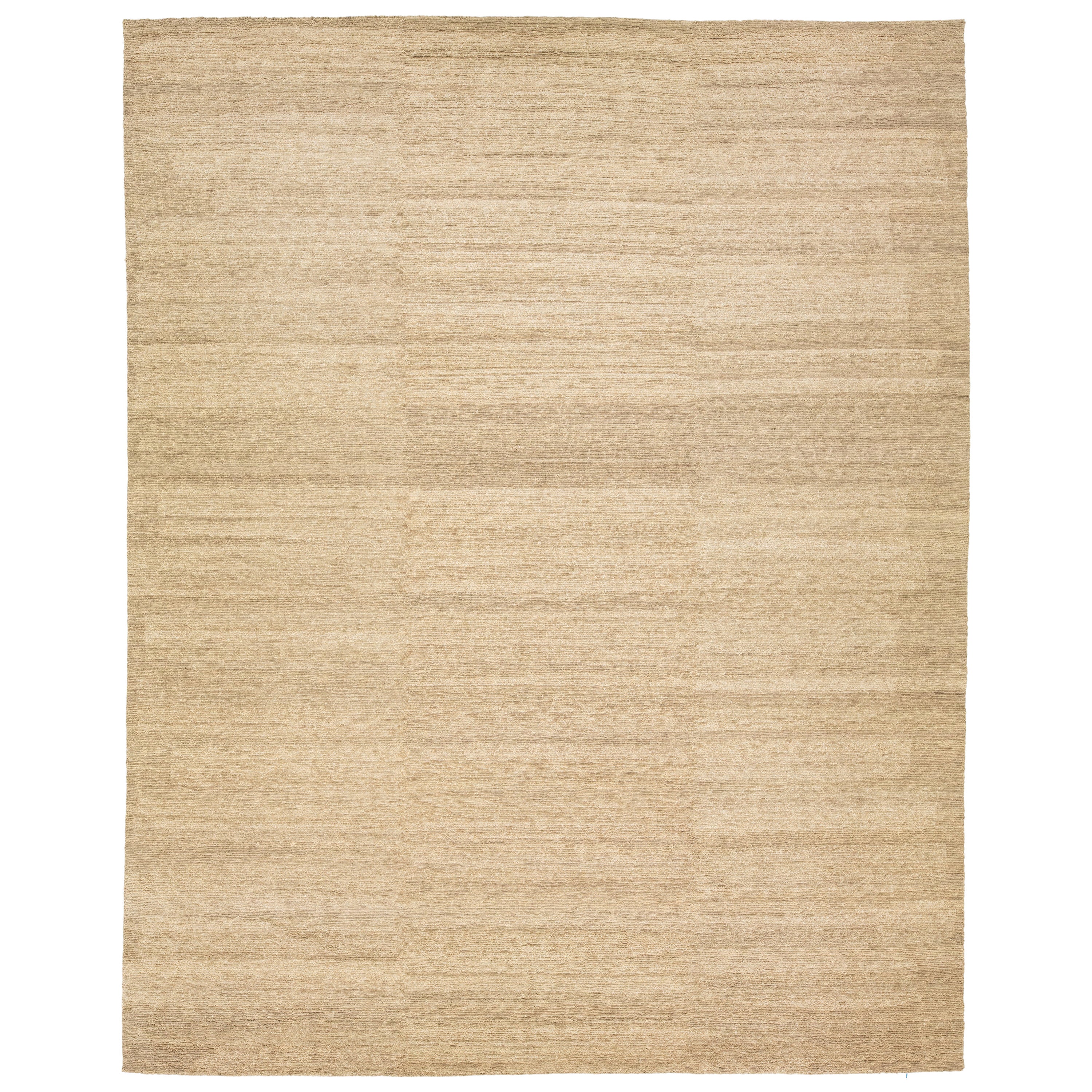 Modern Organic Moroccan Style Wool Rug In Light Brown