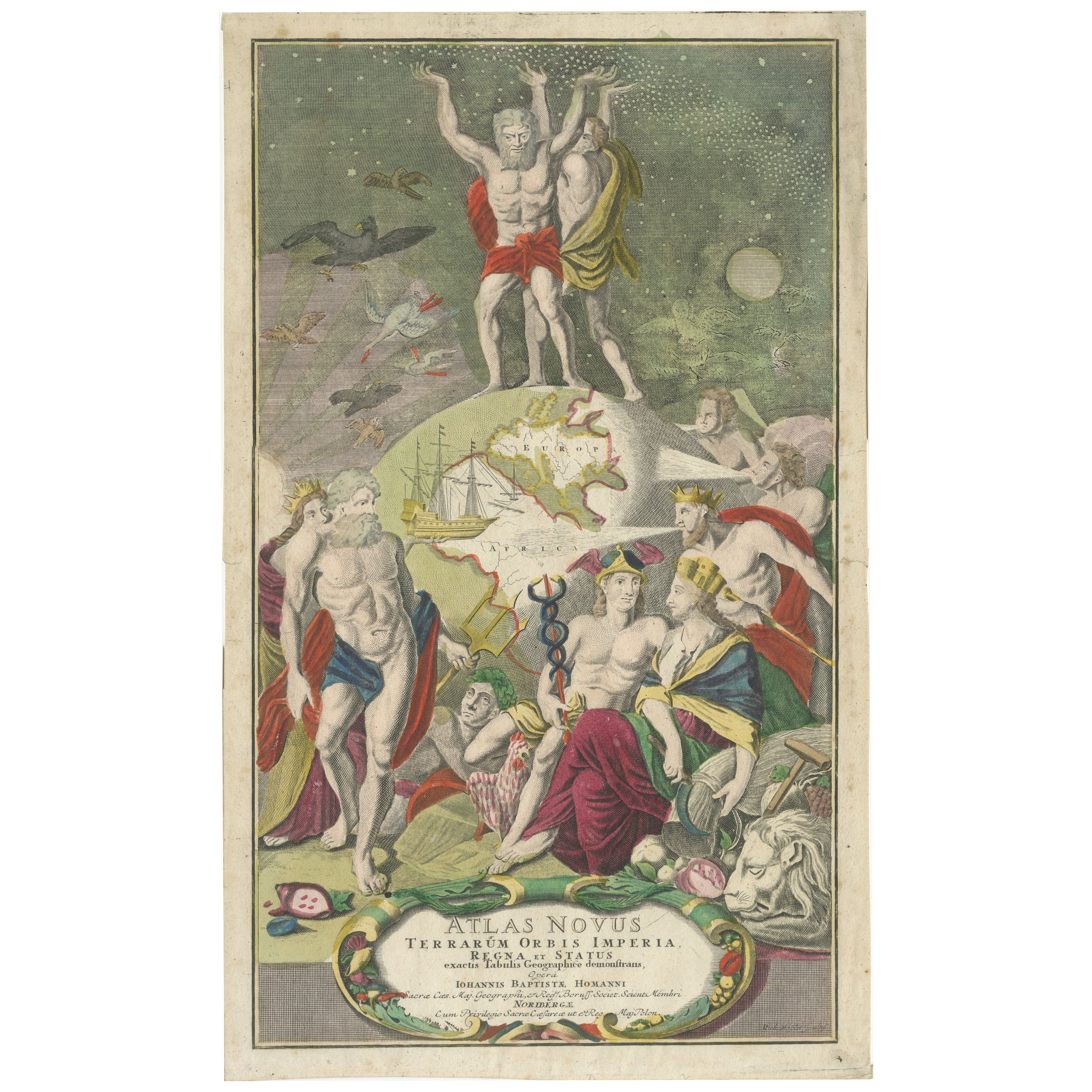 Pièce maîtresse de l'Atlas Novus de Homann, gravure collectionnée à la main, publiée en 1720