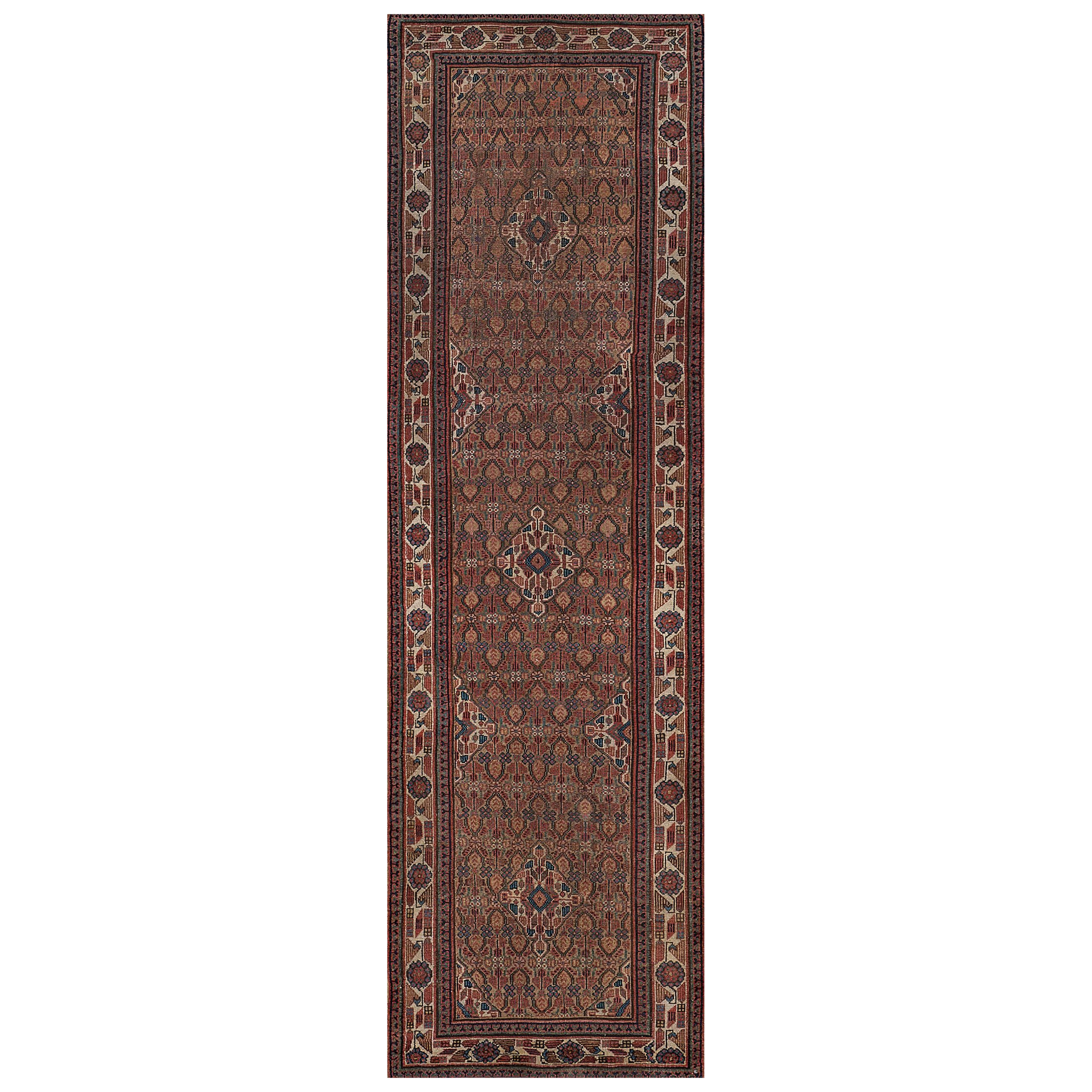 Antik Wolle Kamel-braun Floral Persisch Serab Läufer
