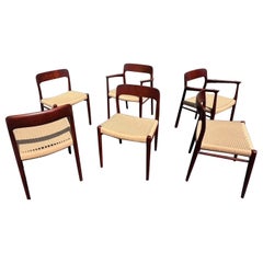 Set of Six (6) Model 75 Teak Dining Chairs by Niels Otto Møller